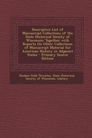 Cover of Descriptive List of Manuscript Collections of the State Historical Society of Wisconsin