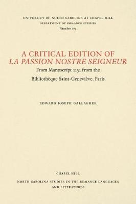 Cover of A Critical Edition of La Passion Nostre Seigneur