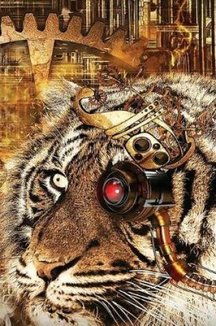 Cover of Steampunk Tiger Composition Notebook, Dotted Grid Paper
