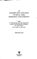 Cover of An Enquiry into the Ideas of Space, Time, Immensity and Eternity