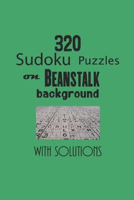 Book cover for 320 Sudoku Puzzles on Beanstalk background with solutions