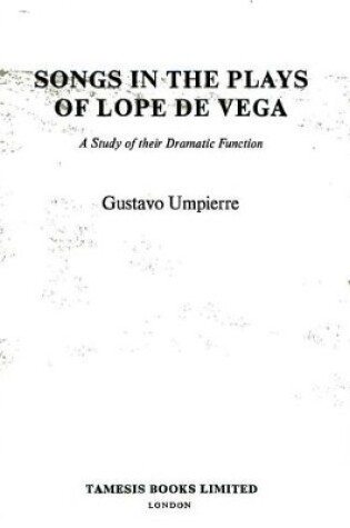 Cover of Songs in the Plays of Lope de Vega