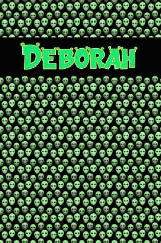 Cover of 120 Page Handwriting Practice Book with Green Alien Cover Deborah