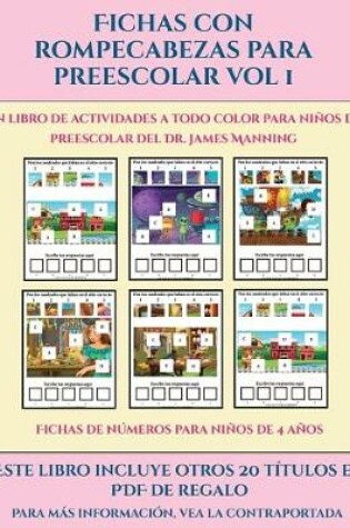 Cover of Fichas de números para niños de 4 años (Fichas con rompecabezas para preescolar Vol 1)