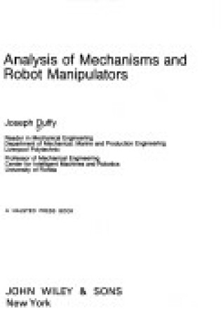 Cover of Duffy: Analysis of *Mechanisms* & Robot