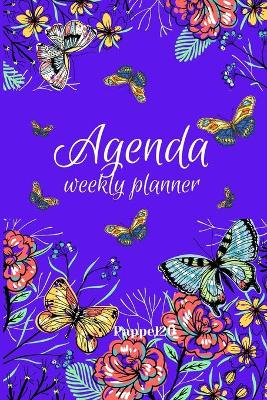 Book cover for Agenda - Weekly Planner 2021 Butterflies Purple Cover 136 pages 6x9-inches