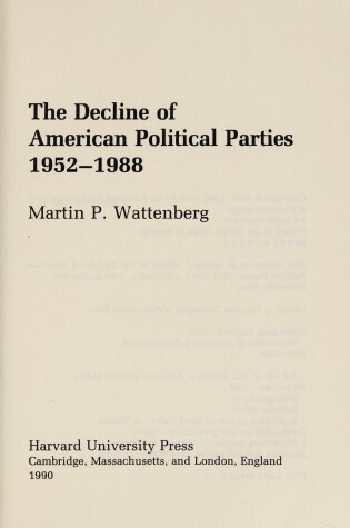 Cover of The Decline of American Political Parties, 1952-88