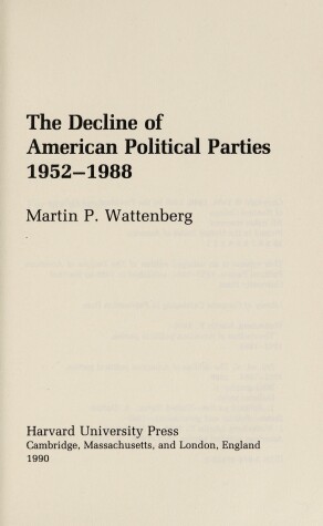 Book cover for The Decline of American Political Parties, 1952-88