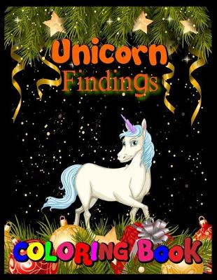 Book cover for unicorn findings coloring book