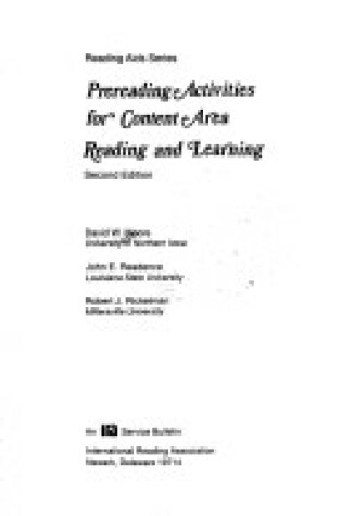 Cover of Prereading Activities for Content Area Reading & Learning