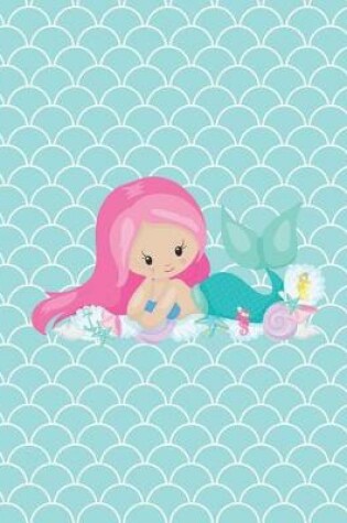 Cover of Cute Pink Hair Mermaid Girl and Friends Notebook Wide Ruled Paper