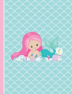 Book cover for Cute Pink Hair Mermaid Girl and Friends Notebook Wide Ruled Paper