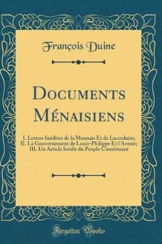 Cover of Documents Menaisiens