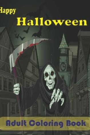 Cover of happy halloween adult coloring book