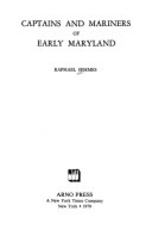 Cover of Captains and Mariners of Early Maryland