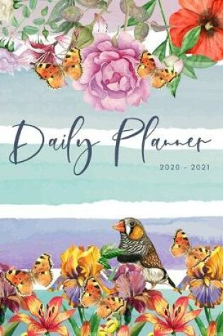 Cover of 2020 2021 15 Months Floral Stripes Daily Planner