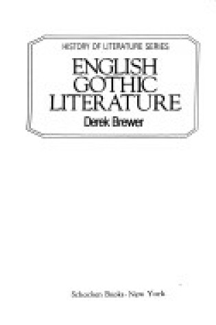 Cover of English Gothic Literat