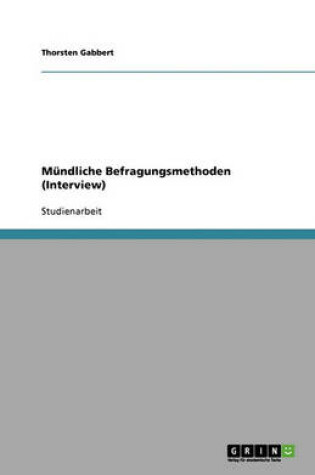 Cover of M�ndliche Befragungsmethoden (Interview)