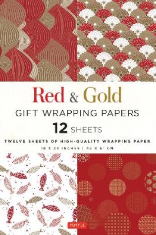 Cover of Red & Gold Gift Wrapping Papers - 12 Sheets