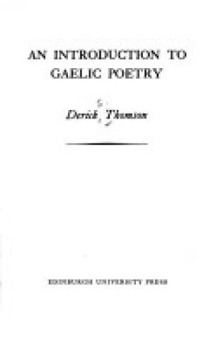 Cover of Introduction to Gaelic Poetry