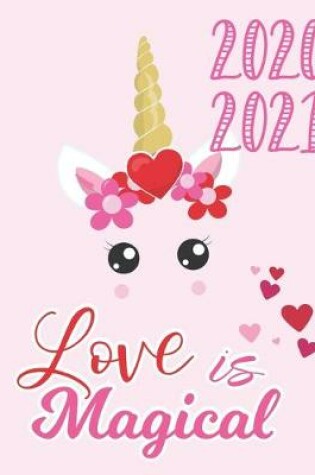 Cover of Daily Planner 2020-2021 Valentine Unicorn 15 Months Gratitude Hourly Appointment Calendar