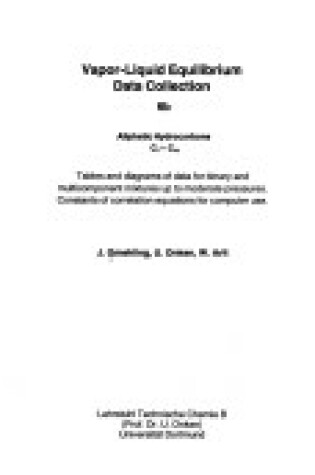 Cover of Vapor-Liquid Equilibrium Data Collection, Vol. 1