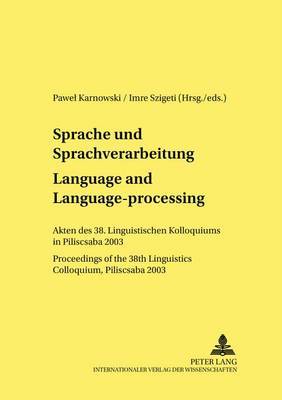 Cover of Sprache Und Sprachverarbeitung / Language and Language-Processing