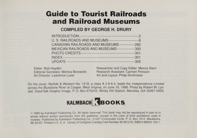 Cover of Guide to Tourist Railroads and Railroad Museums