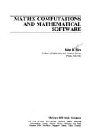Cover of Matrix Computations and Mathematical Software