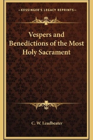 Cover of Vespers and Benedictions of the Most Holy Sacrament