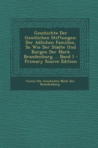 Cover of Geschichte Der Geistlichen Stiftungen