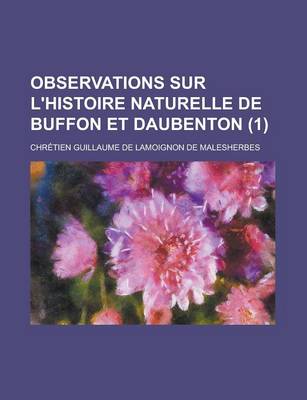 Book cover for Observations Sur L'Histoire Naturelle de Buffon Et Daubenton (1)