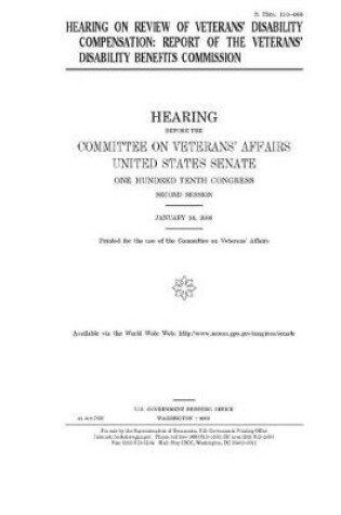 Cover of Hearing on review of veterans' disability compensation