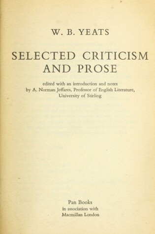 Cover of Selected Criticism and Prose