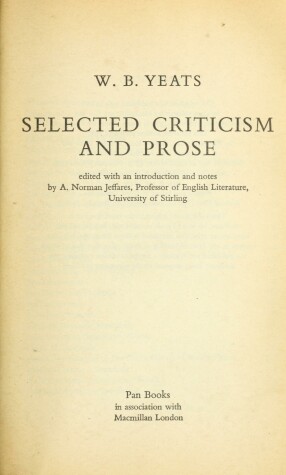 Book cover for Selected Criticism and Prose