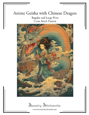 Book cover for Anime Geisha with Chinese Dragon Cross-Stitch Pattern