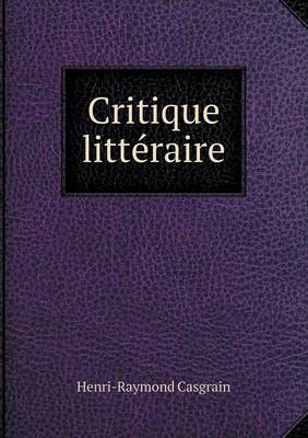 Book cover for Critique littéraire