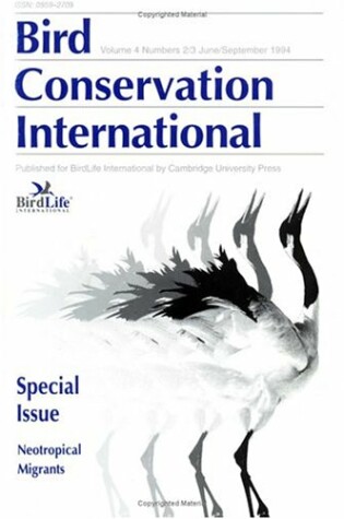 Cover of Bird Conservation International Special Issue: Neotropical Migrants