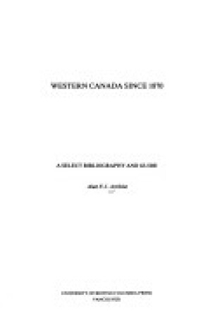 Cover of Western Canada Since 1870