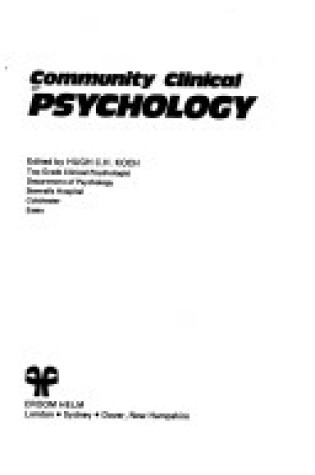 Cover of Community Clinical Psychology