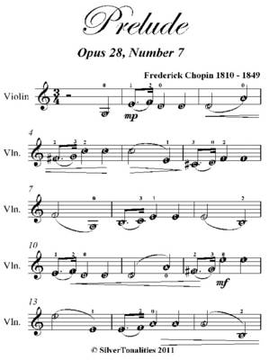 Book cover for Prelude Opus 28 Number 7 Easy Violin Sheet Music