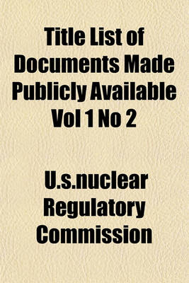 Book cover for Title List of Documents Made Publicly Available Vol 1 No 2