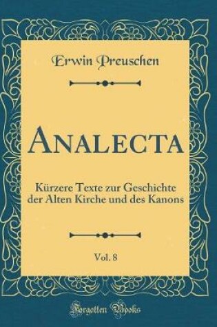 Cover of Analecta, Vol. 8