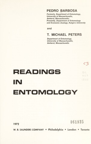 Book cover for Readings in Entomology