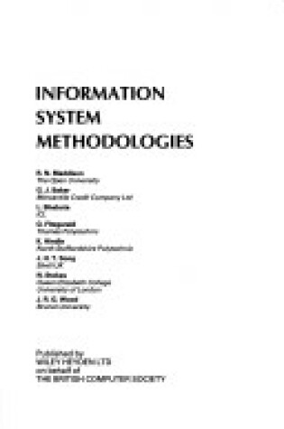 Cover of Information System Methodologies