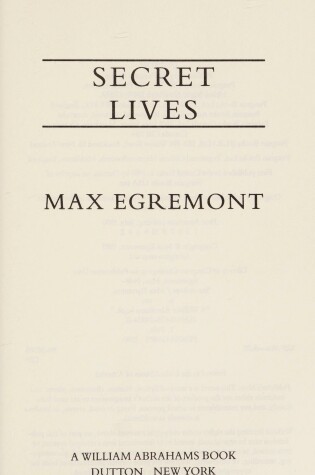 Cover of Egremont Max : Secret Lives (Hbk)