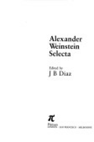 Cover of Alexander Weinstein Selecta