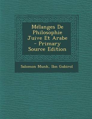 Book cover for Melanges de Philosophie Juive Et Arabe