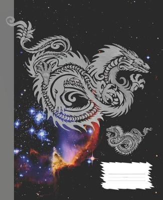 Book cover for Starry Night Sky Dragon Dreamers Black and Gray/Grey Composition Wide-ruled blank line School Notebook