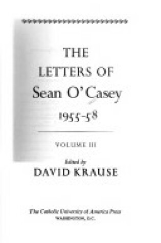 Cover of The Letters of Sean O'Casey, Volume I: 1910-1941